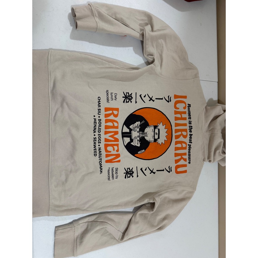 Naruto Shippuden Ichiraku Ramen Hoodie Tan Graphic Sweatshirt Small